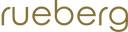 Rueberg-Logo in Form eines einfachen Schriftzugs in gold-gelber Farbe.